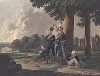 Прусские гусары. Редкая акватинта Людвига Эбнера с живописного оригинала Иоганна Зееле. Аугсбург, 1799