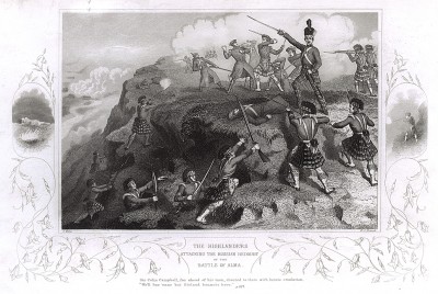 Шотландские стрелки в сражении на реке Альме 20 сентября 1854 г. Генри Тиррелл, The history of the war with Russia. Лондон, 1856