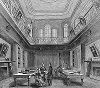 Общедоступный зал для проведения патентного поиска в Геральдической палате Великобритании в Лондоне, построенной по проекту архитектора Томаса Кабитта (1788 -- 1855 гг.) (The Illustrated London News №103 от 20/04/1844 г.)