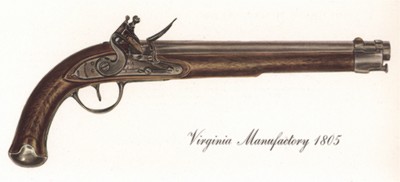 Однозарядный пистолет США Virginia Manufactory 1805 г. Лист 30 из "A Pictorial History of U.S. Single Shot Martial Pistols", Нью-Йорк, 1957 год