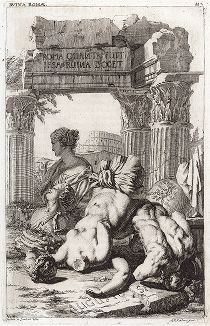 Римские руины. Лист из Sculpturae veteris admiranda ... Иоахима фон Зандрарта, Нюрнберг, 1680 год. 
