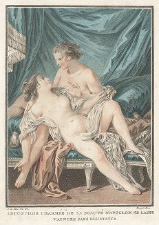 Левкотея и Аполлон. Гравюра Луи Марена Бонне по рисунку Жан-Батиста Юэ. 