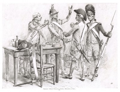 Братание солдат королевской гвардии и Парижской национальной гвардии в 1789 году (из Types et uniformes. L'armée françáise par Éduard Detaille. Париж. 1889 год)