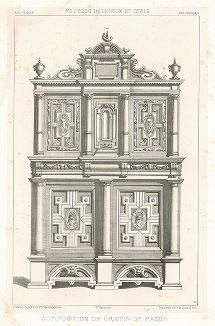 Шкаф по эскизам Криспина де Пассе, XVII век. Meubles religieux et civils..., Париж, 1864-74 гг. 