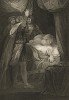 Иллюстрация к пьесе Шекспира "Генрих VI, часть вторая", акт III, сцена III: Король Генрих, Солсбери и Уорик у смертного одра кардинала Бофорта. Boydell's Graphic Illustrations of the Dramatic works of Shakspeare, Лондон, 1803.