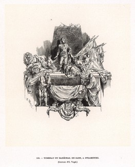 Могила маршала Сакса в Страсбурге. Фридрих II вёл дружескую переписку с французским военачальником Морисом де Саксом (1696-1750), военным талантом которого искренне восхищался. 15 июля 1749 г. полководец посетил прусского короля в Потсдаме.