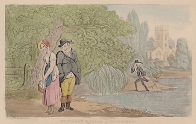 Пока доктор Синтакс исследует природу... Иллюстрация Томаса Роуландсона к поэме Вильяма Комби "Путешествие доктора Синтакса в поисках живописного". Лондон, 1881