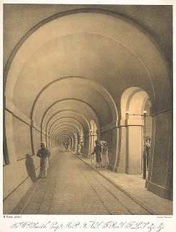 Внутренний вид туннеля под Темзой в районе Ротерхайта. 