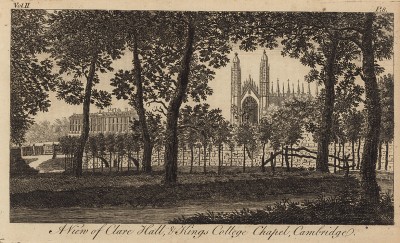 Клэр-Холл и Капелла Королевского колледжа в Кембридже (из A New Display Of The Beauties Of England... Лондон. 1776 г. Том 2. Лист 8)