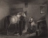 Конюшня. Гравюра с картины Альбрехта Адама. Картинные галереи Европы, т.3. Санкт-Петербург, 1864