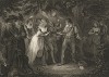 Иллюстрация к комедии Шекспира "Как вам это понравится", акт V, сцена IV: Гименей венчает воссоединившихся влюбленных Орландо и Розалинду в Арденнском лесу. Boydell's Graphic Illustrations of the Dramatic works of Shakspeare, Лондон, 1803. 