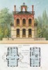 Эскиз и план дома с элементами архитектуры эпохи Возрождения (из популярного у парижских архитекторов 1880-х Nouvelles maisons de campagne...)