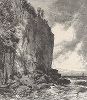 Ряд отвесных Великих скал, озеро Верхнее. Лист из издания "Picturesque America", т.I, Нью-Йорк, 1872.