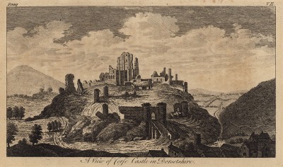 Руины замка Корс в графстве Дорсетшир (Англия) (из A New Display Of The Beauties Of England... Лондон. 1776 г. Том 2. Лист 337)