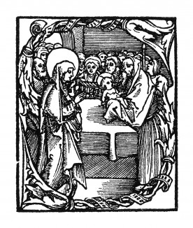 Инициал (буквица) S, выполненный Эрхардом Шёном для Missale des Bistums Eichstatt. Нюрнберг, 1517