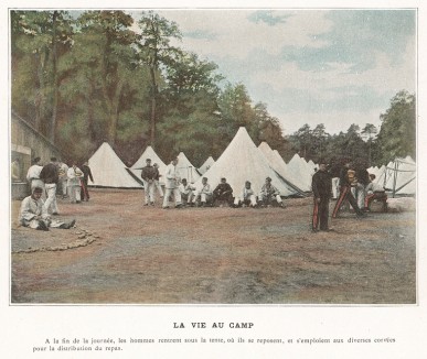 Полевой лагерь французской артиллерии. L'Album militaire. Livraison №6. Artillerie à pied. Париж, 1890
