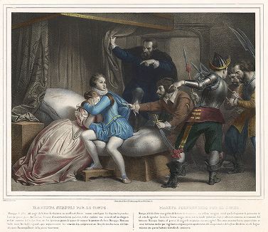 Мазепа и Тереза. Иллюстрация к поэме Байрона "Мазеппа", Париж, 1830-е гг. 
