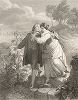 Доротея, героиня произведения Иоганна Вольфганга фон Гёте "Герман и Доротея". Лист из серии "Goethe’s Frauengestalten", Мюнхен, 1864 г.