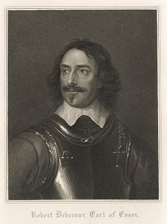 Роберт Деверё, 3-й граф Эссекс (1591-1646) - военачальник и лорд-камергер. Portraits of Illustrious Personages of Great Britain, Лондон, 1823-34 гг.