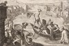 Когда поднимается вода в реке Арно пенящимися волнами, рыбаки выводят лодки и ловят рыбу круглой сетью близ Флоренции (Venationes Ferarum, Avium, Piscium, лист 94)