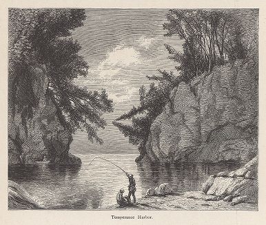Залив Спокойствия, озеро Верхнее. Лист из издания "Picturesque America", т.I, Нью-Йорк, 1872.
