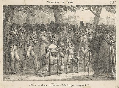 Променад в саду Тюильри. Литография Жан-Анри Марле из сюиты "Tableaux de Paris", 1820-24 гг. 