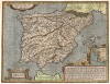 Карта древней Испании и Португалии. Hispaniae veteris descriptio. Составил Абрахам Ортелиус. Антверпен, 1589