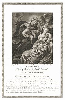Сон святой Екатерины Александрийской работы Лодовико Карраччи. Лист из знаменитого издания Galérie du Palais Royal..., Париж, 1786