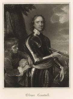 Оливер Кромвель (1599-1658) - руководитель Английской революции XVII века, лорд-протектор Англии, Шотландии и Ирландии. Portraits of Illustrious Personages of Great Britain, Лондон, 1823-34 гг.