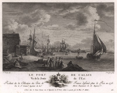 Вид на восточный пирс в порту Кале (лист 25 из альбома гравюр Nouvelles vues perspectives des ports de France..., изданного в Париже в 1791 году)