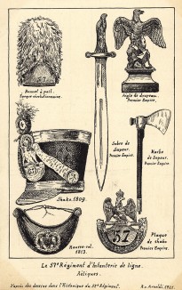 Головные уборы, знаки различия и оружие 57-го полка французской линейной пехоты. Коллекция Роберта фон Арнольди. Германия, 1911-28