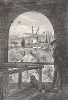 Вид на Ист Хэмптон и знаменитую старую мельницу с колокольни городской церкви, Лонг-Айленд, штат Нью-Йорк. Лист из издания "Picturesque America", т.I, Нью-Йорк, 1872.