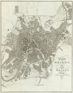 План Москвы, изданный в Институте географии в Веймаре в 1807 году