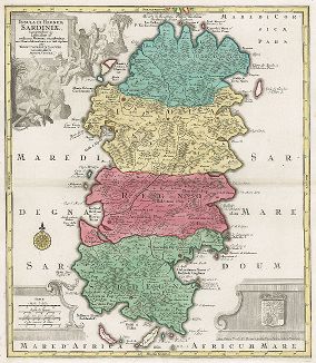 Карта Сардинского королевства. Insula et Regnum Sardiniae.