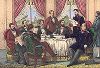 Франко-прусская война 1870-71 гг. Бисмарк на подписании мирного договора между Германской империей и французской республикой 10 мая 1871 г. во Франкфурте. Редкая немецкая литография