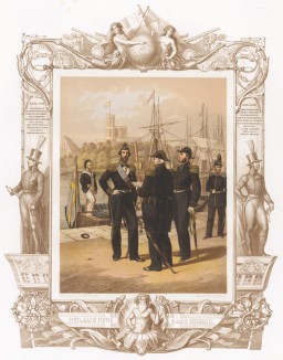 Офицеры шведского военно-морского флота (из "Истории шведских полков" члена шведского парламента Юлиуса Манкела. Стокгольм. 1864 год)