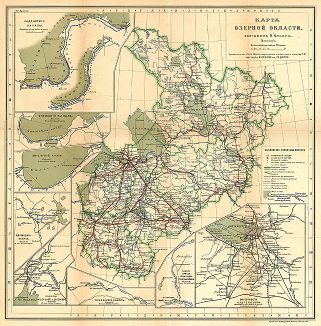 Карта Озерной области, 1900 год. 
