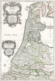Южная и Северная части графства Голландия в 1674 г. Partie septentrionale du comte de Hollande. Partie meridionale du comte de Hollande. Карту составил королевский картограф Гийом Сансон в Париже