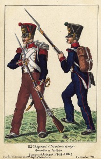 1808-12 гг. Гренадер и фузилер 82-го полка французской линейной пехоты. Коллекция Роберта фон Арнольди. Германия, 1911-28