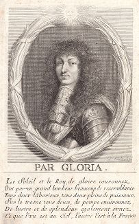Портрет молодого Людовика XIV работы придворного художника и гравера Жерара Эделинка. 