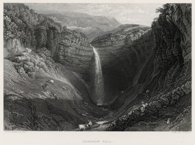 Водопад Хардроу в Йоркшире (лист из альбома "Галерея Тёрнера", изданного в Нью-Йорке в 1875 году)