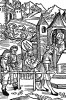 Возвращение домой Святого Вольфганга. Из "Жития Святого Вольфганга" (Das Leben S. Wolfgangs) неизвестного немецкого мастера. Издал Johann Weyssenburger, Ландсхут, 1515