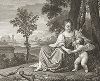 Жало любви, ранее приписываемое Джорджоне, а ныне - кисти Тициана. Лист из знаменитого издания Galérie du Palais Royal..., Париж, 1808