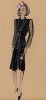 Жакет с полупрозрачными рукавами из шифона и чёрное шёлковое платье длиной до середины колена из коллекции осень-зима 1942-43 года дизайнера Мари-Луиз Брюйер (собственноручная гуашь автора). Уникальный документ истории моды времен Второй мировой войны