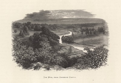 Вид на реку Уай из замка Гудрич (иллюстрация к работе "Пресноводные рыбы Британии", изданной в Лондоне в 1879 году)