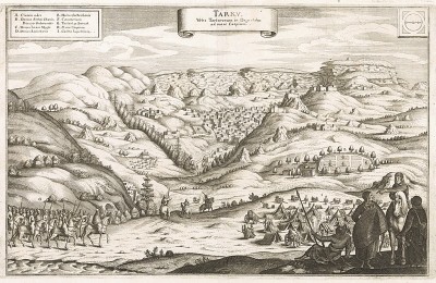 Аул Тарки в Дагестане. Tarki. Urbs Tartarorum in Dagestahn ad mare Caspium. Нюрнберг, 1695