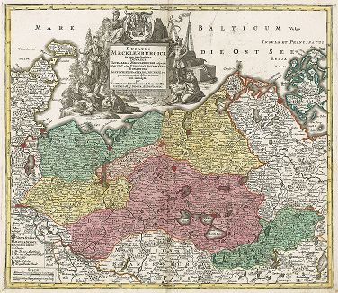 Карта герцогства Мекленбург. Ducatus Mecklenburgici. 