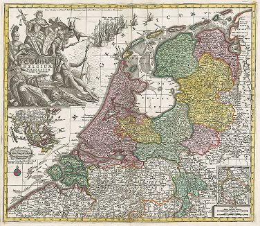 Карта Нидерландов. Belgium Foederatum.