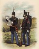 Офицер и унтер-офицер инженерных частей голландской армии (иллюстрация к работе Onze krijgsmacht met bijshriften... (голл.), изданной в Гааге в 1886 году)