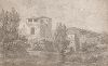 Вид виллы в окрестностях Рима. Контрэпрёв Оноре Фрагонара с карандашного рисунка. 